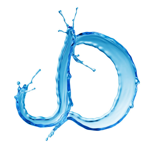 以字母D的形式出现的干净的蓝色水花图片下载