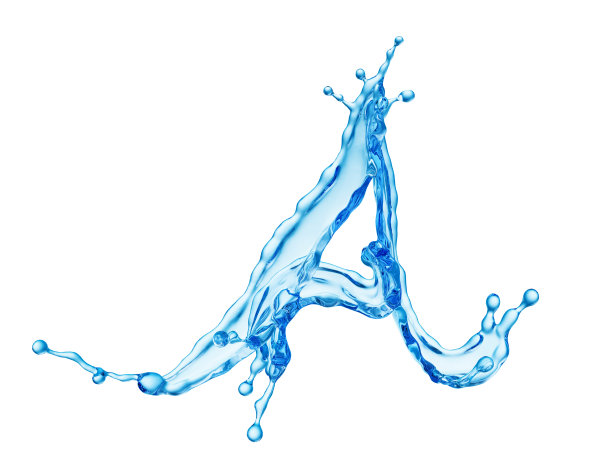 以字母A的形式形成的干净的蓝色水花图片下载