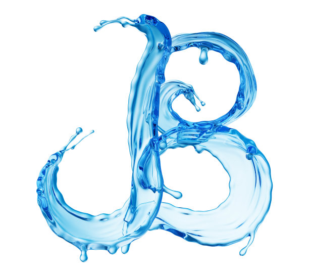 以字母B的形式出现的干净的蓝色水花图片下载