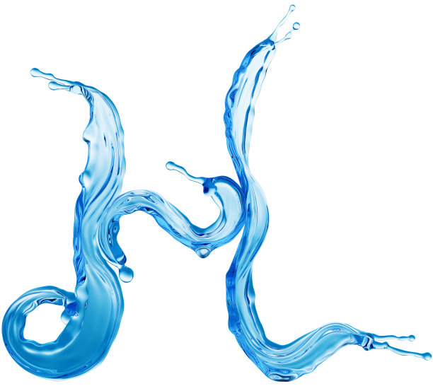 以字母H的形式出现的干净的蓝色水花图片下载