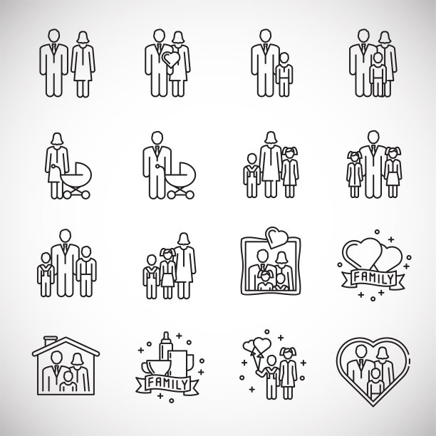 家庭相关图标设置在图形和网页设计的背景。创意插图概念符号的web或移动应用程序。图片下载