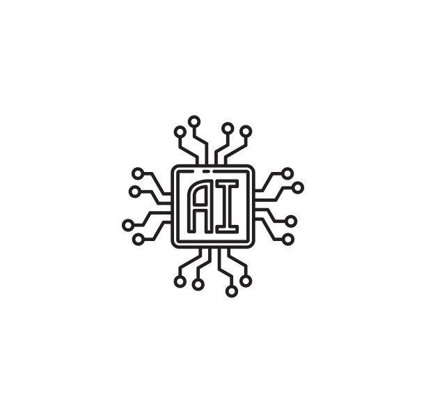 用于图形和网页设计的AI相关图标背景。简单的互联网概念符号，适用于网站按钮或移动应用程序图片下载