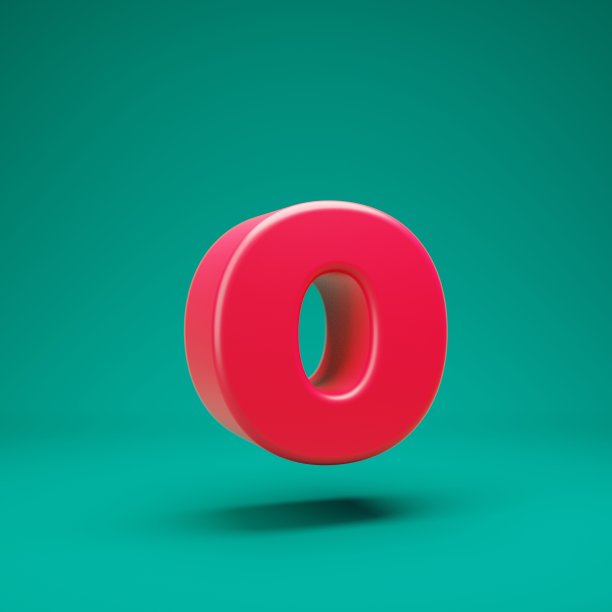 粉红色3d字母O小写在薄荷背景图片下载