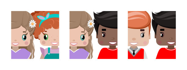 卡片与孩子们的友谊，男孩与男孩，男孩与女孩，女孩与女孩图片下载