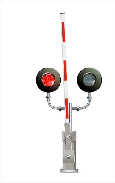 交通信号灯，铁路护栏封闭隔离在白色背景，设计理念的创业，业务解决方案，开发和创新，创意，图片下载