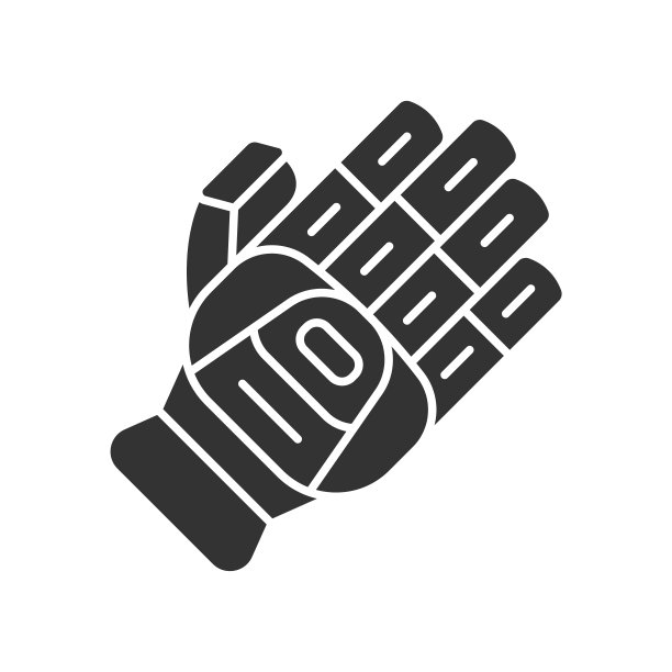 板球手套字形图标。击球手套。击球手的身体防护。板球运动员的制服。保护摩托车齿轮。运动设备。轮廓的象征。负空间。向量孤立的插图图片下载