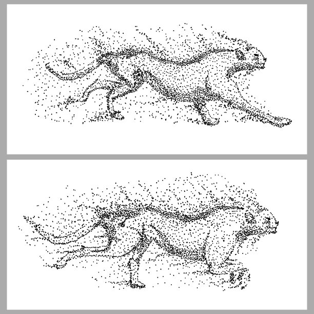 猎豹运行粒子矢量插图图片下载