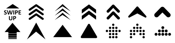 设置向上滑动箭头图标。组箭头向上。不同的黑色箭头符号。向上滚动或滑动。商业信息图表元素，社会媒体-股票向量图片下载