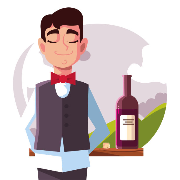 专业的服务员拿着一瓶酒图片下载