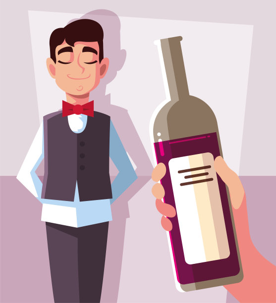 专业的服务员拿着一瓶酒图片下载