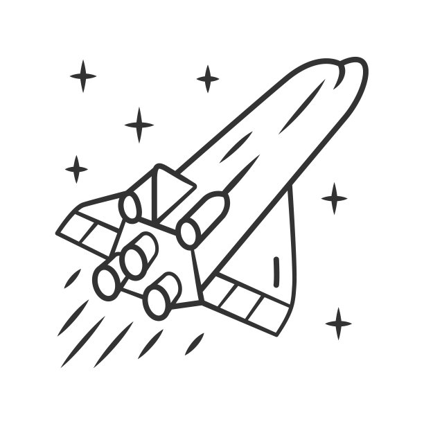 宇宙飞船线性图标。宇宙飞船飞行。航空航天飞行器。导弹,飞机。星际旅行。细线说明。轮廓的象征。矢量孤立轮廓绘制。可编辑的中风图片下载