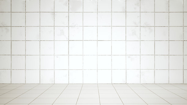 有些破旧的浴室需要翻新从前面的视图- 3D渲染图片下载