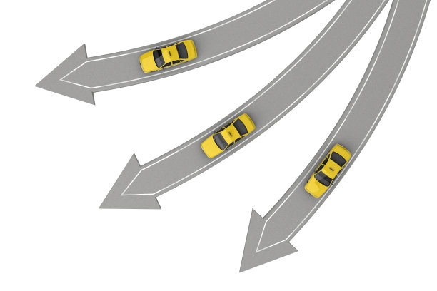 三辆出租车朝不同的方向开去图片下载