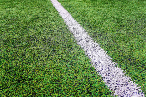 边线足球场，边线粉笔标记人造草地足球场图片下载
