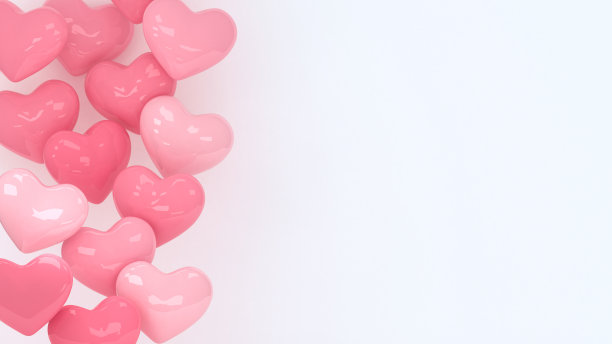 心的背景。情人节墙纸。3 d演示。爱情，婚礼，订婚，结婚庆典。浪漫的海报。淡粉色的爱。图片下载