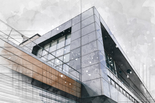 现代办公建筑的细节，幕墙和金属立面图片下载