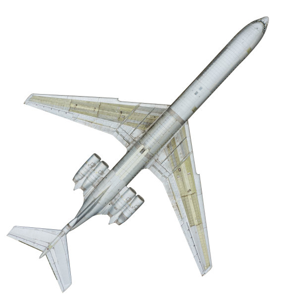 大型老式客机，白色背景上有四个引擎图片下载