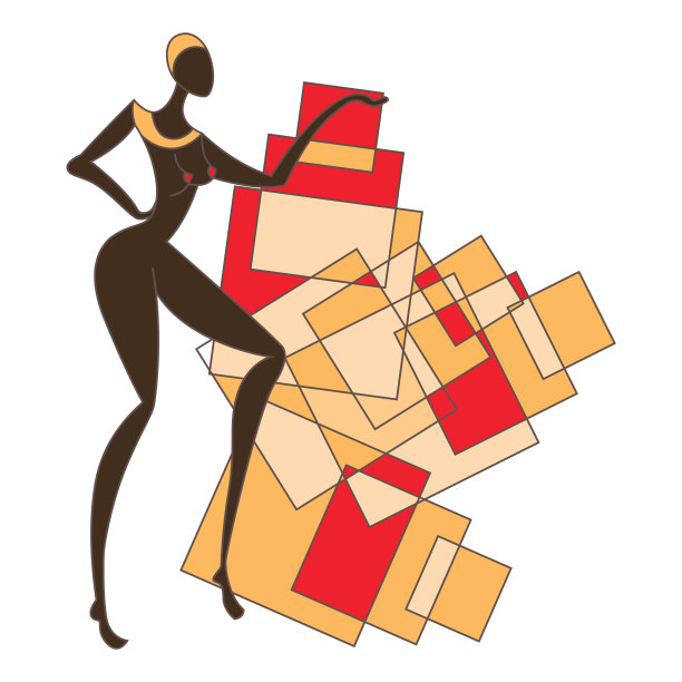 苗条的非洲妇女。平面向量插图。图片下载