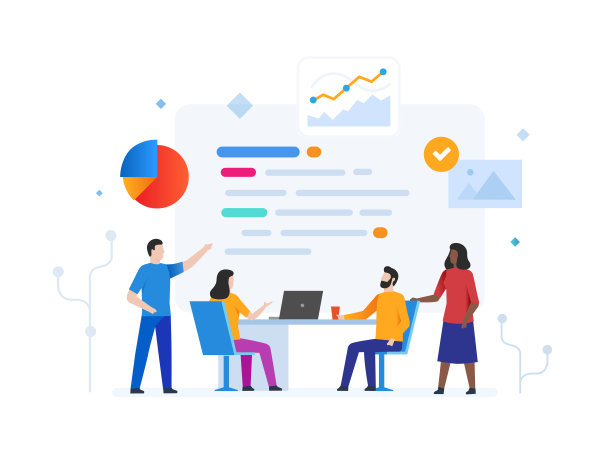 共同办公。与年轻人使用笔记本电脑的商业理念。工作流、增长、图形。业务发展的里程碑。lillustration信息图。登陆页网站打印海报图片下载