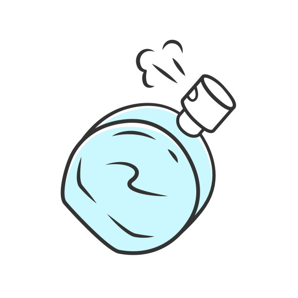 时尚的香水瓶颜色图标。奢华的科隆孤立矢量插图。女性打扮属性，香水符号。浪漫的礼物,礼物。装香水的玻璃容器图片下载