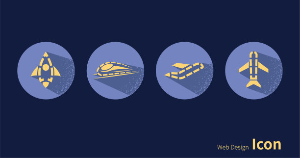 火箭，汽车，高铁，飞机，图标集。素材图片