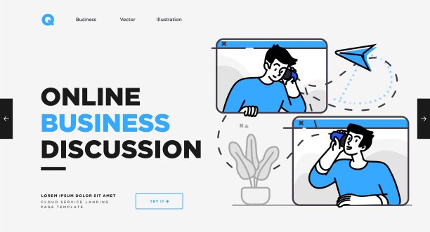 演示幻灯片模板或登陆页面网站设计。业务概念插图。现代平面轮廓风格。团队合作理念图片下载