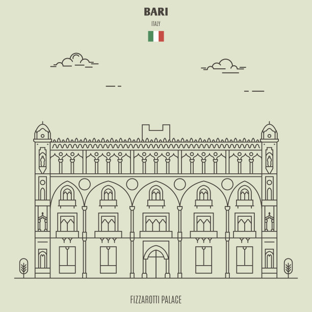 意大利巴里的菲兹扎罗蒂宫。具有里程碑意义的图标图片下载