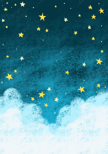 星星在夜空与云手绘背景。图片下载