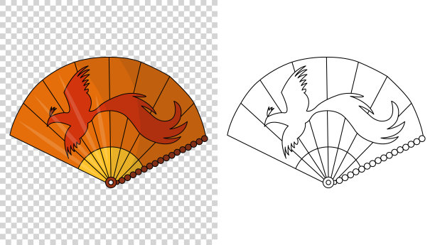 亚洲的粉丝。彩色手扇孤立在透明背景上，折纸画矢量扇在网风格。男女装饰胡须。和素描风格图片下载