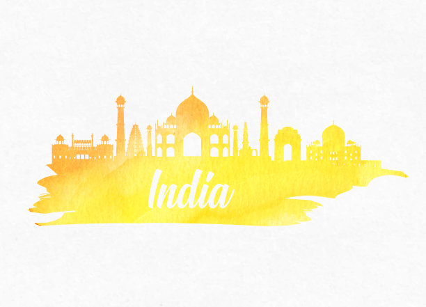 印度地标环球旅行和旅程水彩背景。矢量设计模板。用于您的广告，书籍，横幅，模板，旅游业务或演示。图片下载