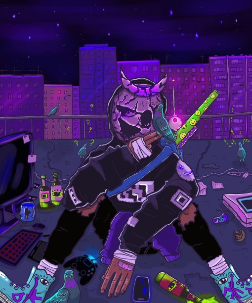 夜城屋顶上的超级英雄图片下载