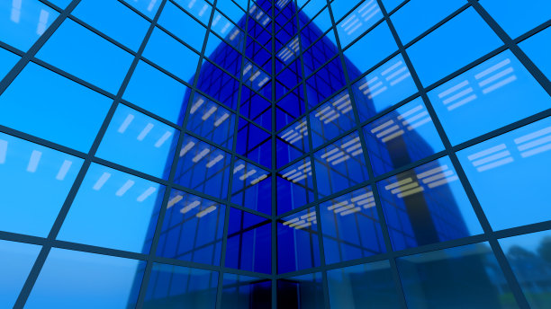 玻璃建筑反射摩天大楼大厦公司业务3D插图图片下载