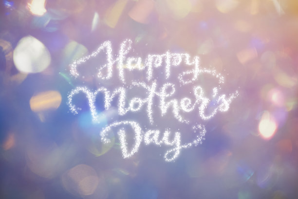 快乐的母亲节短语书法形成了闪亮的五彩纸屑与丰富多彩的背景图片下载