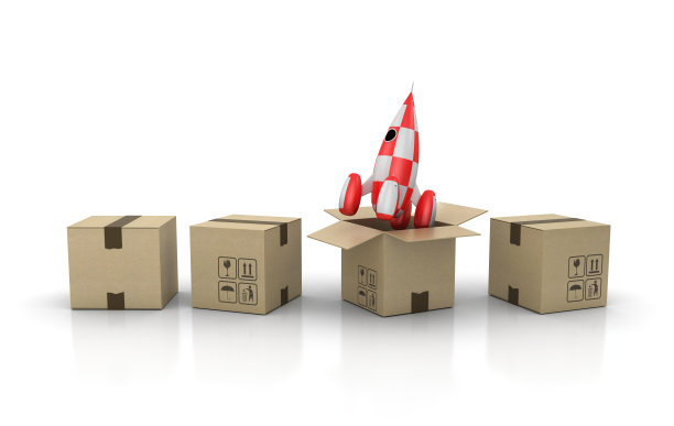 火箭纸板箱- 3D渲染图片下载