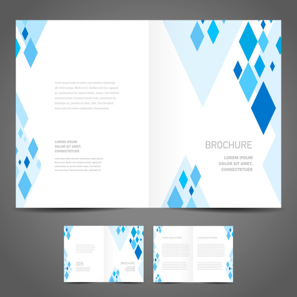 宣传册设计模板-宣传册矢量几何抽象菱形蓝色图片下载