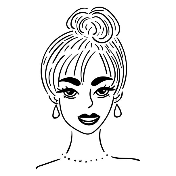 女孩的头与晚上的发型，耳环，微笑，向量图片下载