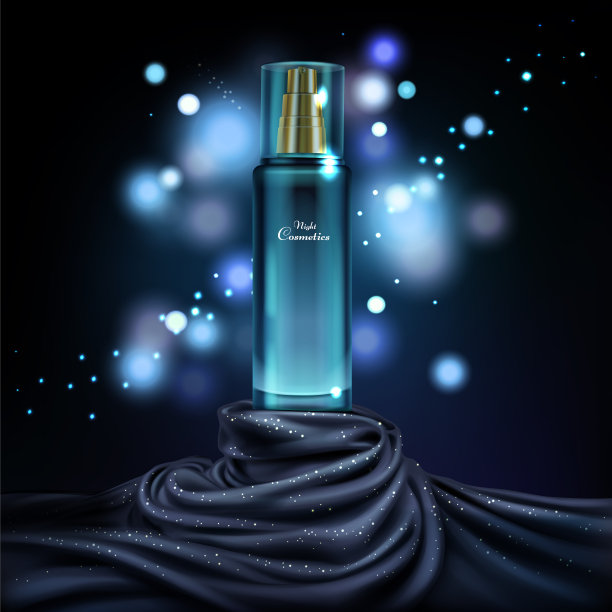 矢量瓶配晚妆，广告背景图片下载