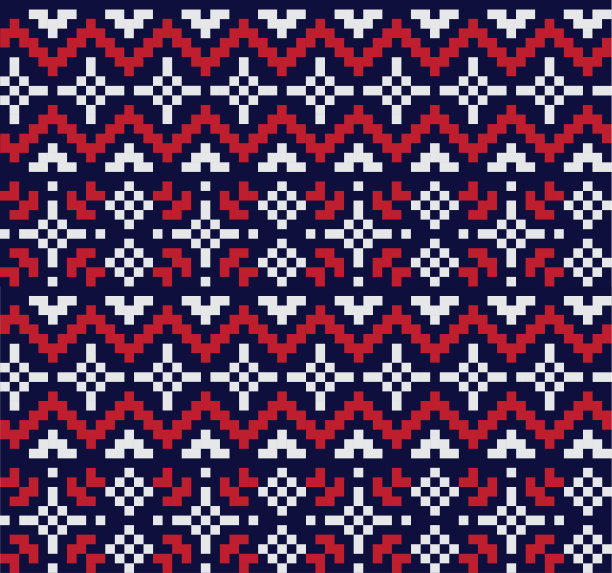 圣诞节雪花/公平岛无缝模式/打印背景矢量图片下载