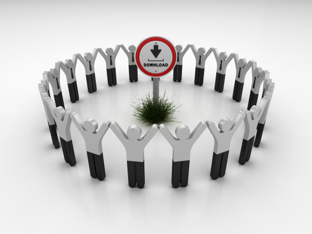 下载与象形文字团队合作的路标- 3D渲染图片下载