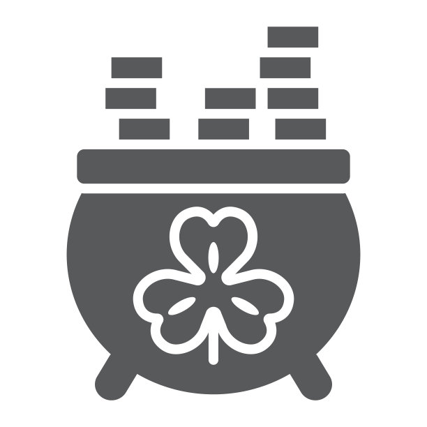 硬币炼药锅标志符号，圣帕特里克节图片下载