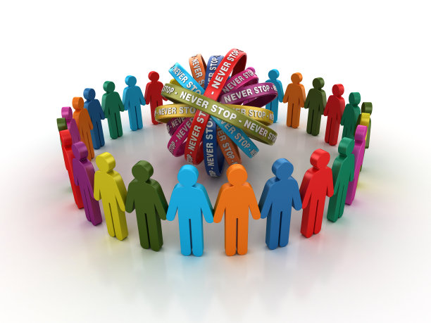 图形团队与永不停止的丝带- 3D渲染图片下载