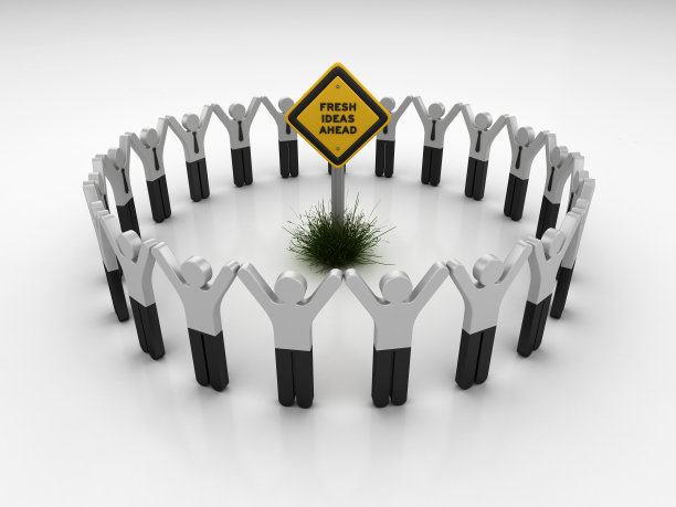 创意超前路标象形图团队合作人员- 3D渲染图片下载