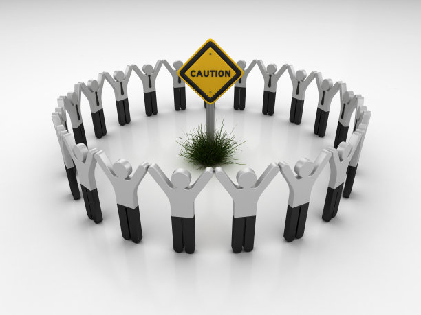 注意路标与象形文字团队人员- 3D渲染图片下载