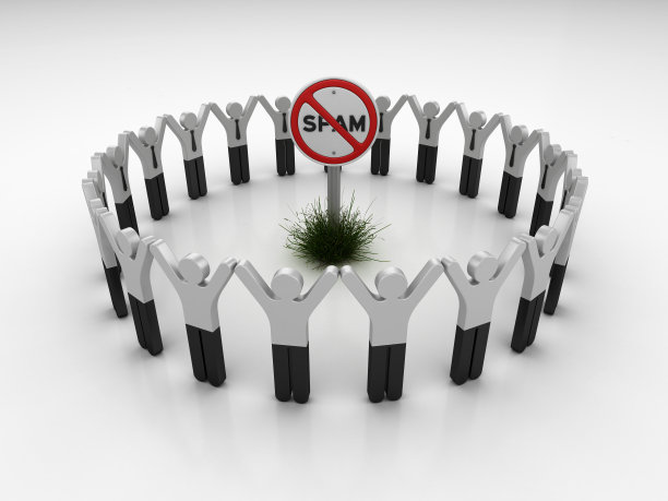 没有垃圾邮件路标与象形文字团队合作的人- 3D渲染图片下载