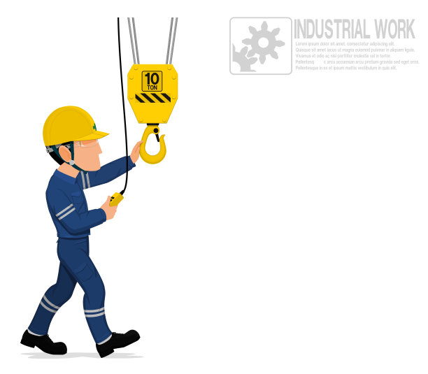 一个工人正在操作电动起重机图片下载
