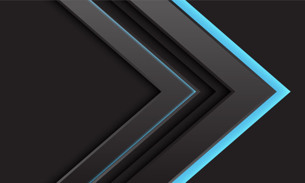 抽象灰色箭头蓝色光方向上的黑暗设计现代未来主义背景矢量插图。图片下载
