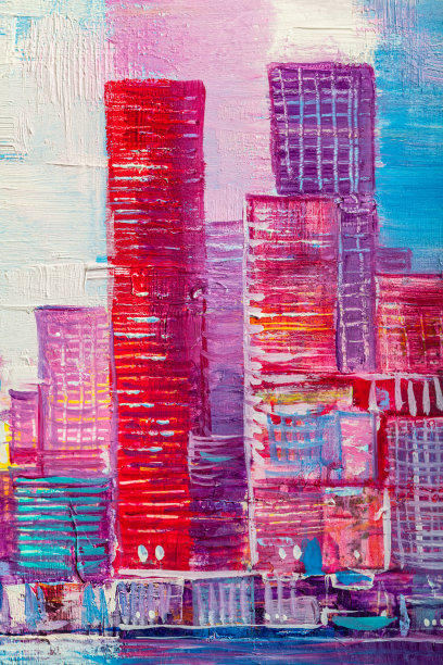 城市摩天大楼的抽象画。图片下载