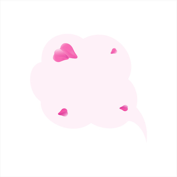 情人节卡片。粉红色的花瓣和文字空间。粉红云上的心。向量图片下载