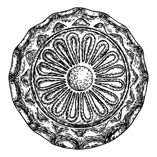 复古风格的花卉圆形设计元素。大理石花玫瑰花为时尚图案在黑色白色的纺织品，围巾，背景。向量。图片下载