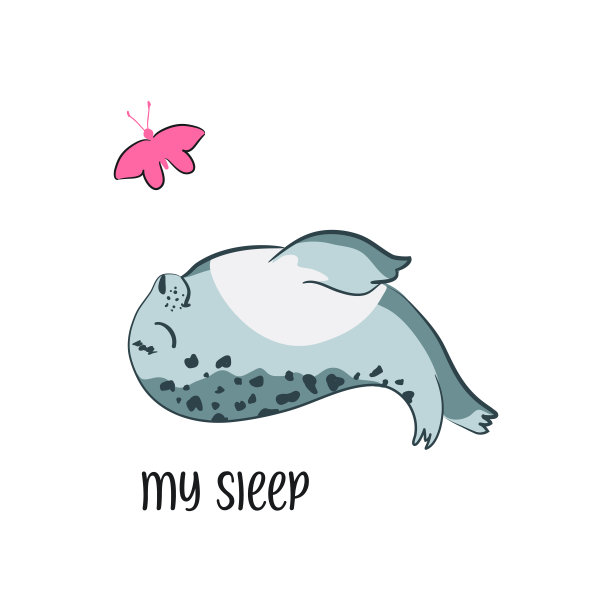 可爱的卡通宝宝海豹，竖琴海豹小狗。t恤印花图案。图片下载